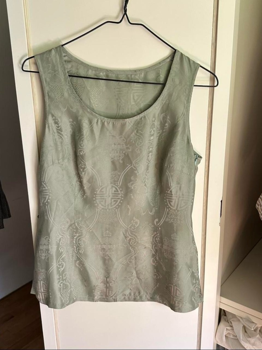 Green vintage silk tank top